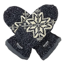 Load image into Gallery viewer, Bruceriver Women Snowflake Knit Mittens with Warm Thinsulate Fleece Lining Size S (Black)