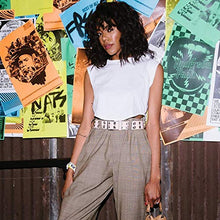 Load image into Gallery viewer, Double Grommet Belt for Women Men - WHIPPY PU Leather Vintage Punk Rock Jeans Belts Double Prong Buckle Eyelet Belt (White, S)