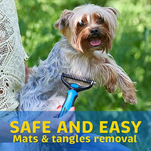 Load image into Gallery viewer, Pet Grooming Tool - 2 Sided Undercoat Rake for Cats & Dogs - Safe Dematting Comb for Easy Mats & Tangles Removing - No More Nasty Shedding and Flying Hair