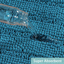Load image into Gallery viewer, Turquoize Non-Slip Bath Mat Oversize Bathroom Rug Shag Shower Mat Ultra Soft & Water Absorbent Bath Rug for Bathroom/Kitchen Washable Rug, Perfect for Doormats, Tub, Size 59" X 20", Turquoise Blue