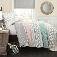 Load image into Gallery viewer, Lush Decor Elephant Striped Quilt Reversible 5 Piece Kids Bedding Set, Full/Queen, Pink & Turquoise
