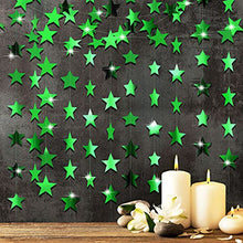 Load image into Gallery viewer, 130 Feet Glitter Star Paper Garland Banner Hanging Decoration for Graduation Class of 2022 Congrats Grad Wedding Birthday Festival Party Decoration (Green)