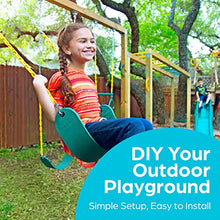 Load image into Gallery viewer, Jungle Gym Kingdom Outdoor Swing Seat Replacement - Pack of 1 Replacement Swings for Swingsets for Outside with Plastic Coated Chains and 2 Hooks, Playground Accessories, Green
