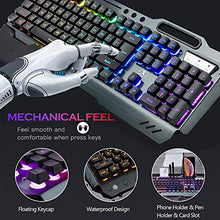 Load image into Gallery viewer, Wireless Gaming Keyboard and Mouse,RGB Backlit Rechargeable Keyboard Mouse with 4800mAh Battery Metal Panel,Removable Hand Rest Mechanical Feel Keyboard and 7 Color Gaming Mute Mouse for PC Gamer