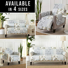 Load image into Gallery viewer, Patchwork Scalloped Printed Furniture Protector. Stain Resistant Couch Cover. (Sofa, Grey)