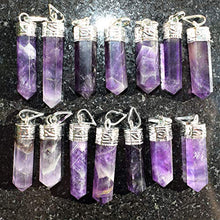 Load image into Gallery viewer, CHARGED Himalayan Amethyst Crystal Perfect Pendant + 20" Silver Chain + Selenite Heart Charging Crystal Included (HEALING ENERGY)