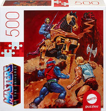 Load image into Gallery viewer, Masters of The Universe Mattel Jigsaw Puzzle with 500 Interlocking Pieces & Mini-Poster Featuring He-Man & Skeletor, Gift for Collectors & Kids Ages 8 Years Old & Up