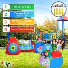 Load image into Gallery viewer, Hide N Side 5pc Kids Ball Pit Tents and Tunnels, Toddler Jungle Gym Play Tent with Play Crawl Tunnel Toy, for Boys Babies Infants Children, Indoor Outdoor Gift, Target Game w/ 4 Dart Balls