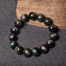 Load image into Gallery viewer, SX Commerce Bead Bracelet Natural Obsidian Stone with Women 10mm and Men 12MM Jewelry (12MM)