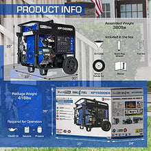 Load image into Gallery viewer, DuroMax XP15000EH Dual Fuel Portable Generator-15000 Watt Gas or Propane Powered Electric Start-Home Back Up & RV Ready, 50 State Approved, Blue and Black