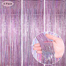 Load image into Gallery viewer, 3 Pack Fringe Curtains Party Decorations,Tinsel Backdrop Curtains for Parties,Photo Booth Wedding Graduations Birthday Christmas Event Party Supplies (Pink)