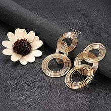 Load image into Gallery viewer, YADOCA 70s Disco Set Metal Coil Bracelets Gold Triple Swirl Disco Earrings for Women