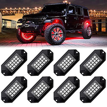 Load image into Gallery viewer, MustWin RGB LED Rock Lights 120 LEDs Multicolor Underglow Neon Lights Waterproof Aluminum Light Kit with RF/APP Control Music Mode Timing Function for Truck Jeep Off Road Car UTV ATV SUV 8 Packs