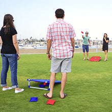 Load image into Gallery viewer, GoSports Portable PVC Framed Cornhole Toss Game Set with 8 Bean Bags and Travel Carrying Case - Choose American Flag Design, Red & Blue or Football