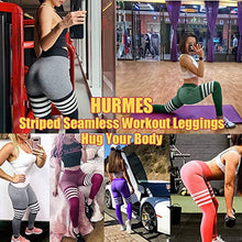 Load image into Gallery viewer, HURMES Women's High Waist Workout Seamless Thigh High Sock Leggings Striped Tummy Control Vital Ombre Yoga Pants Gym Tights Green