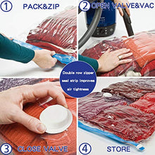 Load image into Gallery viewer, VacPack Space Saver Bags 30-Pack Vacuum Storage Compression Bags ( 5 Jumbo, 5 Large, 5 Medium, 5 Small, 5 Suitcase Travel Bags, 5 Carry-on Travel Bags and 1 hand pump)