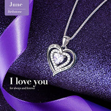 Load image into Gallery viewer, Necklace for Women Mother’s Day Gifts Sterling Silver Necklaces Birthstone Necklace for Women Forever Love Heart Necklace Pendant Purple June Birthstone Jewelry Anniversary Valentines Day Gifts Birthday Gifts for Mom Wife Girls Her Grandma