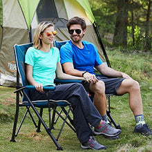 Load image into Gallery viewer, TIMBER RIDGE Ovesized Folding Camping Chair with Padded Hard Armrest, High Back Lawn Chair with Cup Holder, Portable Outdoor Chair Heavy Duty 400lb for Fishing, Hiking, Including Carry Bag (Blue)