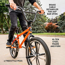Load image into Gallery viewer, Mongoose Legion Mag Freestyle Sidewalk BMX Bike for-Kids,-Children and Beginner-Level to Advanced Riders, 20-inch Wheels, Hi-Ten Steel Frame, Micro Drive 25x9T BMX Gearing, Orange
