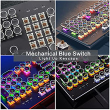 Load image into Gallery viewer, Basaltech Mechanical Light Up Keyboard With LED Backlit, Typewriter Style Gaming Keyboard With 104-Key Brown Switch Round Keycaps, Retro Steampunk Keyboard Metal Panel With Wired USB For PC/Mac/Laptop