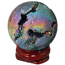 Load image into Gallery viewer, SUNYIK Rainbow Titanium Coated Druzy Geode Sphere Ball,Crystal Quartz Agate Gemstone Ball,Sculpture Figurine Healing