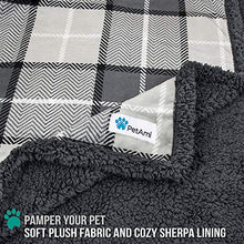 Load image into Gallery viewer, PetAmi Waterproof Dog Blanket for Couch, Sofa | Waterproof Grey Sherpa Pet Blanket for Large Dogs, Puppies | Super Soft Washable Microfiber Fleece | Reversible Checkered Design | 60 x 40 (Charcoal)