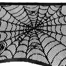 Load image into Gallery viewer, AerWo Halloween Decoration Black Lace Spiderweb Fireplace Mantle Scarf Cover Festive Party Supplies 45 X 243cm 18 x 96 inch