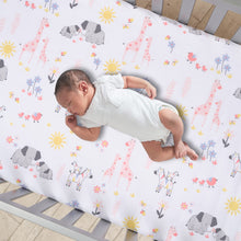 Load image into Gallery viewer, Lambs & Ivy Jazzy Jungle 3-Piece Safari Animals Pink Baby Crib Bedding Set