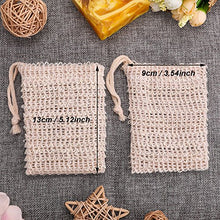 Load image into Gallery viewer, 5 Pieces Soap Saver Bag Natural Sisal Exfoliating Soap Pouch for Foaming and Drying The Soap Bars Shower Soap Bag (13.5 x 9 cm, Beige)