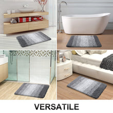 Load image into Gallery viewer, OLANLY Ombre Bath Rug and Toilet Rugs U-Shaped, Bath Rug Size 24x16 and Bathroom Rug Set Size 24x16+24x20 in Grey, 3 Item Bundle