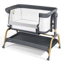 Load image into Gallery viewer, Jimglo 3 in 1 Baby Bassinet, Rocking Bassinet with Storage Basket and Wheels, Adjustable Height Bassinet Bedside Sleeper, Easy Folding Portable Crib for Newborn