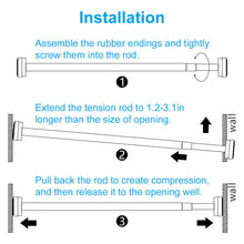 Load image into Gallery viewer, TEECK Shower Curtain Rod, 40-73 inch Adjustable Tension Spring, Premium Stainless Steel, Anti-Slip, No Drilling, No Rust, Never Collapse, for Bathroom, Easy to use