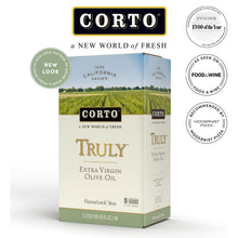 Load image into Gallery viewer, Corto TRULY | 100% Extra Virgin Olive Oil | Floral Notes | Cold Extracted in State-of-the-Art Mill | Straight from Official Corto Olive Groves & Oil Producer | Oxygen-Free, Light Free FlavorLock Box