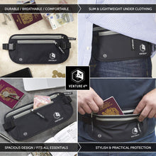 Load image into Gallery viewer, Slim Minimalist Design Money Belt, RFID Blocking for Men & Women - Ideal for Keeping Your Cash, Credit Card, Passport, Phone Safe When Traveling (Black)