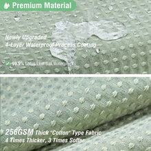 Load image into Gallery viewer, Dynamene Sage Green Shower Curtain - Waffle Textured Heavy Duty Thick Fabric Shower Curtains for Bathroom, 256GSM Luxury Weighted Polyester Cloth Bath Curtain Set with 12 Plastic Hooks,72Wx72H,Green