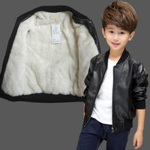 Load image into Gallery viewer, Children Jackets Boy Plush Thick Coat 2021 New Winter Casual Overcoat Kids for Boys Teenagers Outerwear Leather Coat Clothes