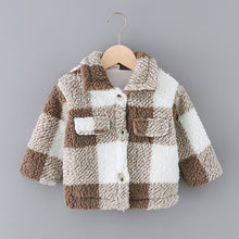 Load image into Gallery viewer, PatPat Toddler Girl Plaid Lapel Collar Button Design Coat Jacket for Girls Boy Baby Kids Spring Winter Children's Warm Outerwear