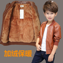 Load image into Gallery viewer, Children Jackets Boy Plush Thick Coat 2021 New Winter Casual Overcoat Kids for Boys Teenagers Outerwear Leather Coat Clothes