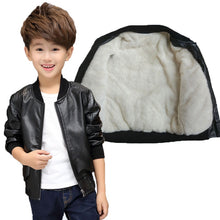 Load image into Gallery viewer, Children Jackets Boy Plush Thick Coat 2021 New Winter Casual Overcoat Kids for Boys Teenagers Outerwear Leather Coat Clothes
