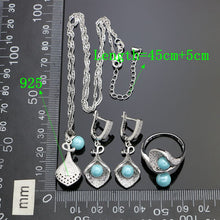 Load image into Gallery viewer, 925 Silver Jewelry Sets Blue Pearl Beads White Crystal
