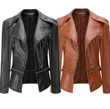 Load image into Gallery viewer, Short Black PU Leather Jacket Autumn Coat