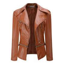 Load image into Gallery viewer, Short Black PU Leather Jacket Autumn Coat