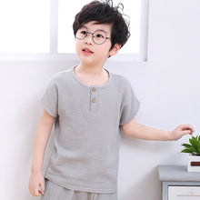 Load image into Gallery viewer, Linen 2018 Cotton Baby Boy Girl Summer T Shirts New Toddler Comfortable Tops Tee Children Clothing Kids Button 80-130CM Height
