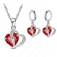 Load image into Gallery viewer, Luxury Women 925 Sterling Silver Cubic Zircon Necklace Pendant Earrings Sets Cartilage Piercing Jewelry Wedding Heart Design