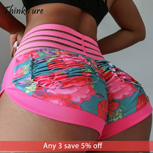 Load image into Gallery viewer, Gym Shorts Women Fold Pocket Floral Printing Yoga Shorts Hollow High Waist Summer Sports Short Athletic Workout Fitness Shorts
