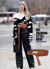 Load image into Gallery viewer, Round gold buckle Lady Decorated Wide Waistband for Woman Fashion Knotted Waist Seal with Coat Sweater Wide Belt harajuku