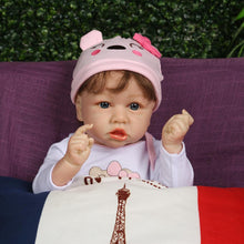 Load image into Gallery viewer, 22 Inches Miah Soft Silicone Lifelike Reborn Baby Doll Costume Accessories Set Girl's Gift-Silicone Vinyl Body (Cloth is Random)