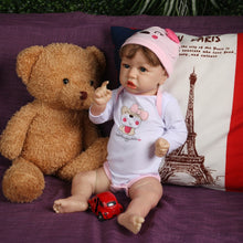 Load image into Gallery viewer, 22 Inches Miah Soft Silicone Lifelike Reborn Baby Doll Costume Accessories Set Girl's Gift-Silicone Vinyl Body (Cloth is Random)