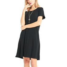 Load image into Gallery viewer, Women solid blue Black Dress Chiffon Summer Party Evening Beach Dress Sexy Women Clothes Short Sleeve Sundress