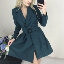 Load image into Gallery viewer, Vintage A-Line Dress Belted Long Sleeve V-Neck Sexy Dress Party Womens Clothes 2020 Winter Autumn Dress Women Dresses Mini